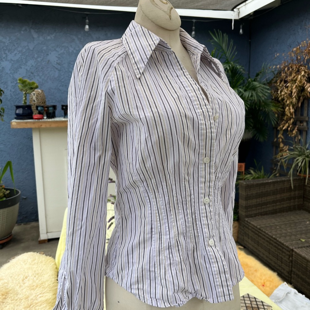 90s Striped Button-Up Women's Top